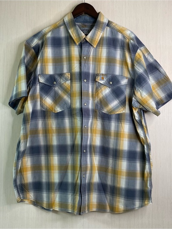 Carhartt Other - Carhartt Men's Relaxed Fit Short Sleeve Plaid Pearl Snap Pocket Shirt 2XL